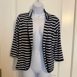 Charming Charlie Navy Blue & White Striped Blazer/ cardigan